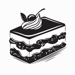 Delicious Chocolate Tiramisu with Cream Vector on white background