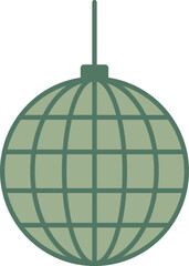 Flat Vector Disco Ball Icon in Green Tone