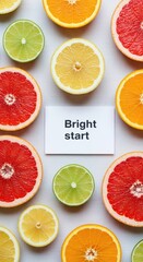 Fresh Fruit Slices Arranged Around a Bright Start Message