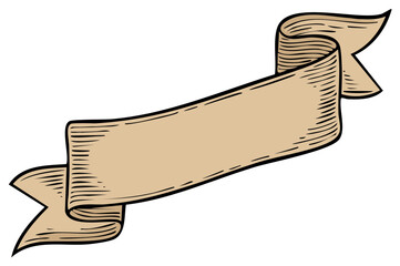 Classic Old Fashioned Hand Drawn Engraved Scroll Ribbon Banner Design Template for Custom Text