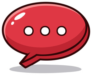 Fototapeta premium Glossy red speech bubble cartoon icon with ellipsis for communication chat or message