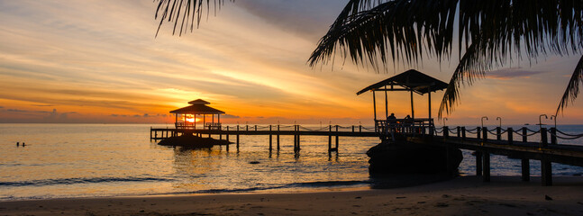 Sunset over the tranquil waters of Koh Kood Island in Thailand