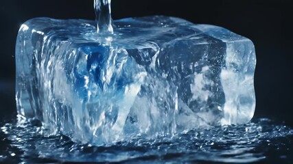 Melting ice on a table surfaces as translucent water trickles down, capturing the fleeting nature of impermanence in business and innovation, emphasizing the need to adapt and evolve to stay.