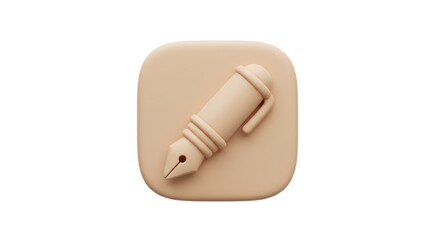 Obraz premium Elegant Quill Pen Icon on Soft Beige Square Background.