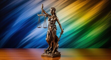 Lady Justice Statue Holding Scales and Sword