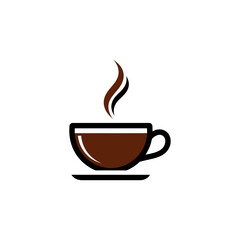 Simple Coffee Cup Icon with Steam.