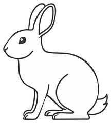 Obraz premium Cartoon rabbit sitting, side view, monochrome illustration.