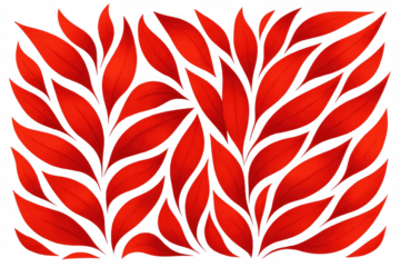 Red autumn leaves botanical pattern creating a vibrant fall background design with transparent backdrop