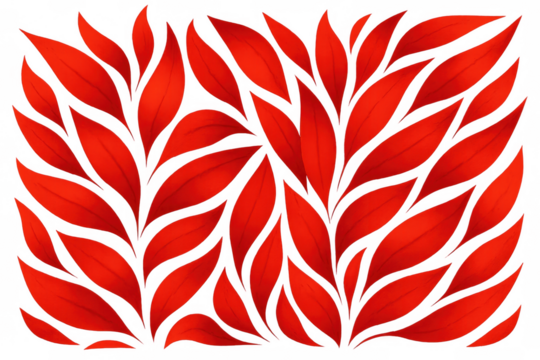 Red autumn leaves botanical pattern creating a vibrant fall background design with transparent backdrop