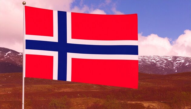 Norway’s flag with a red field and a blue Nordic cross outlined in white—symbolizing Scandinavian heritage and national pride.