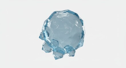 Fototapeta premium Translucent Blue Jellyfish Sculpture on White Background, Marine Life Art.
