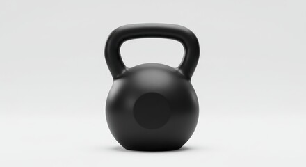 Black Kettlebell on White Background for Strength Training.