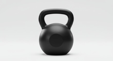 Fototapeta premium Black Kettlebell on White Background for Fitness and Strength Training.