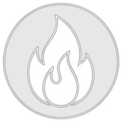 Obraz premium Fire Flame Icon Graphic Simple Circle Outline White Isolated Energy Danger Symbol