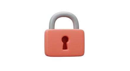 3D rendering of a salmon-colored padlock with a keyhole.