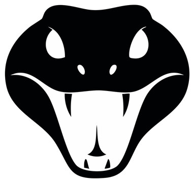 Black silhouette snake head with visible fangs, dangerous predator, venomous wildlife