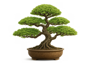 Bonsai tree showing traditional japanese art, balance, and patience, cultivated in a decorative ceramic pot