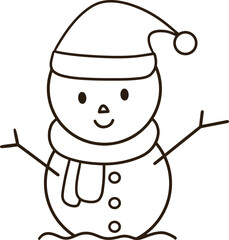 Snowman coloring book with Santa hat and scarf for kids