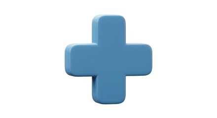 Fototapeta premium 3D Rendered Blue Plus Sign on White Background.