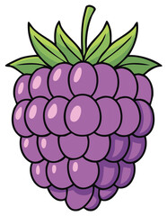Purple Berry Fruit Cartoon Illustration Sweet Healthy Snack Graphic