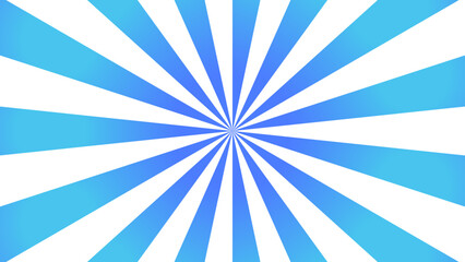 Bright Blue & White Radial Sunburst Background with Sharp Rays, Subtle Gradient, Pop Art, & Comic Book Effect. Promotional Banner or Cool Digital Design Element.