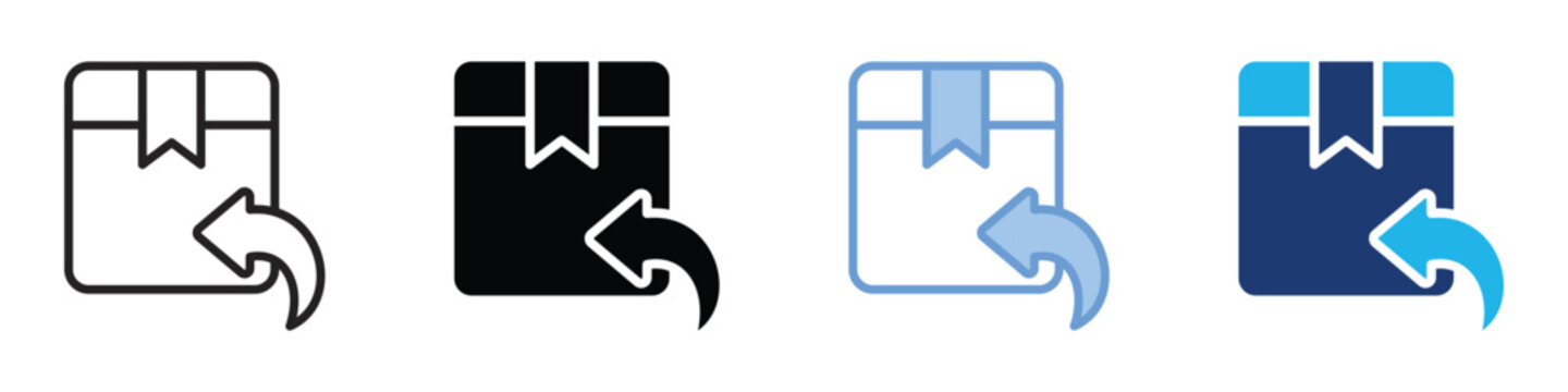 Return box icon set multiple style collection