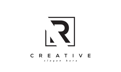 R Geometric Negative Space Square Logo Design