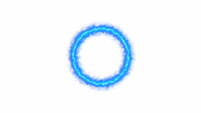 Electric plasma portal ring on transparent.
