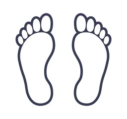 footprint, footstep, sole, human foot, walking, standing, outline, line art, dark blue, graphic, illustration, design, isolated, white background