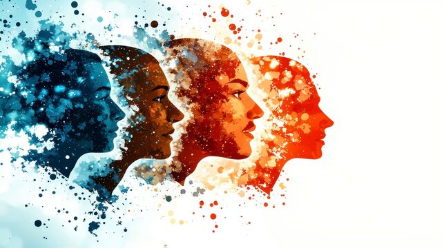 Artistic expression of human emotions abstract digital artwork creative environment colorful perspective conceptual design