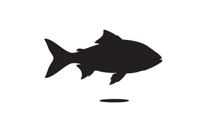Striking black silhouette of a fish swimming gracefully, perfect for ocean life themes, aquatic designs, or minimalist marine art projects, bringing a touch of underwater beauty