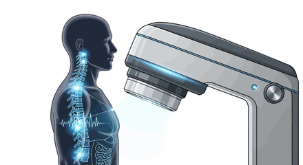 Modern medical scan illustration showing spine health, diagnostics, and innovative technology for a healthy body, perfect for healthcare marketing visuals