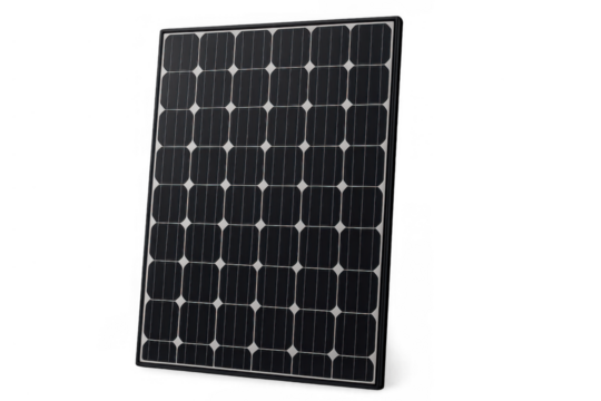 Solar panel generating clean electricity, representing renewable energy, sustainable power, and eco-friendly technology, transparent background