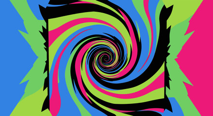 Hypnotic Swirl Background Vector Illustration in Retro Colors: A Psychedelic Design Element with Motion Effect for Creative Projects