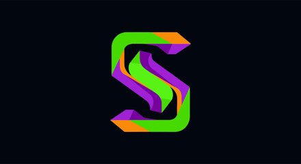 Abstract S letter logo design illustration with vibrant colors and modern geometric shapes, ideal for brand identity and creative projects