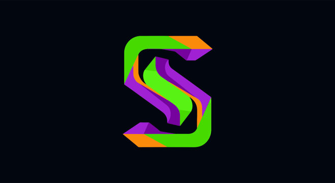 Abstract S letter logo design illustration with vibrant colors and modern geometric shapes, ideal for brand identity and creative projects