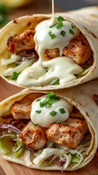 Golden Fried Taquitos Topped with Creamy Queso Sauce and Fresh Cilantro
