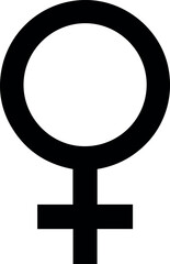 Vector a simple black and white illustration of the female gender symbol with a circle and cross shape design