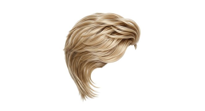 Digitally created illustration of golden blonde hair, styled in a layered and side-swept fashion - Powered by Adobe