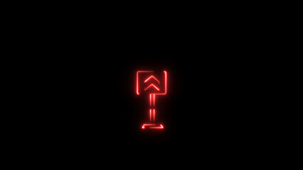 Abstract of glowing neon arrow. up rendering. Glowing neon arrow pointers on black background.