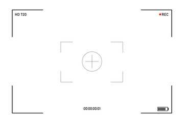 Cinematic production with camera photo view and zoom exposure overlay shows blank electronic display camcorder shutter snapshot frame and picture from surveillance or film