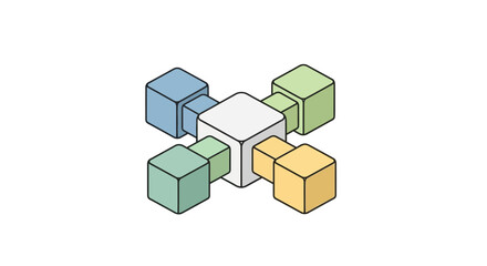 Engaging pastel cube network symbolizing connectivity, collaboration, and integration for modern business, technology, and innovative solutions concepts