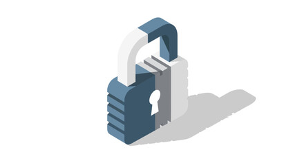 Modern security concept showcasing an open padlock, ideal for representing cybersecurity solutions, data protection, and access control with minimalist style