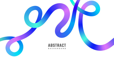 Blue abstract gradient lines shapes. 3D Vibrant Waves Pattern on white background. Swirl Rainbow Ribbons. Dynamic Fluid lines illustration