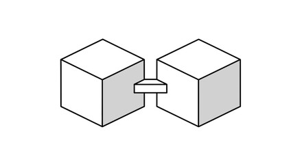 Interconnected cubes symbolize unity and connection, perfect for illustrating business relationships, network solutions, or collaboration, originally scalable vector graphics