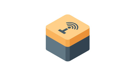 Isometric wireless internet symbol, connecting people with technology, network solutions in modern world, data transmission through digital cube icon
