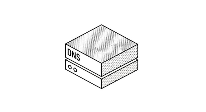 Sleek DNS Server Illustration for Modern Tech Infrastructure Projects, Ideal for Network Solutions and Data Management Branding, Perfect for Tech Startups