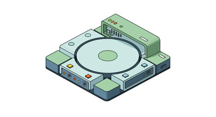 Nostalgic isometric console art for retro gaming enthusiasts, a fun throwback to classic entertainment with a modern design perfect for creative projects