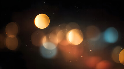 Abstract bokeh lights at night with warm and cool tones