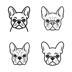 Bulldog Head Outline Vector Collection – Pet Portrait Line Drawing